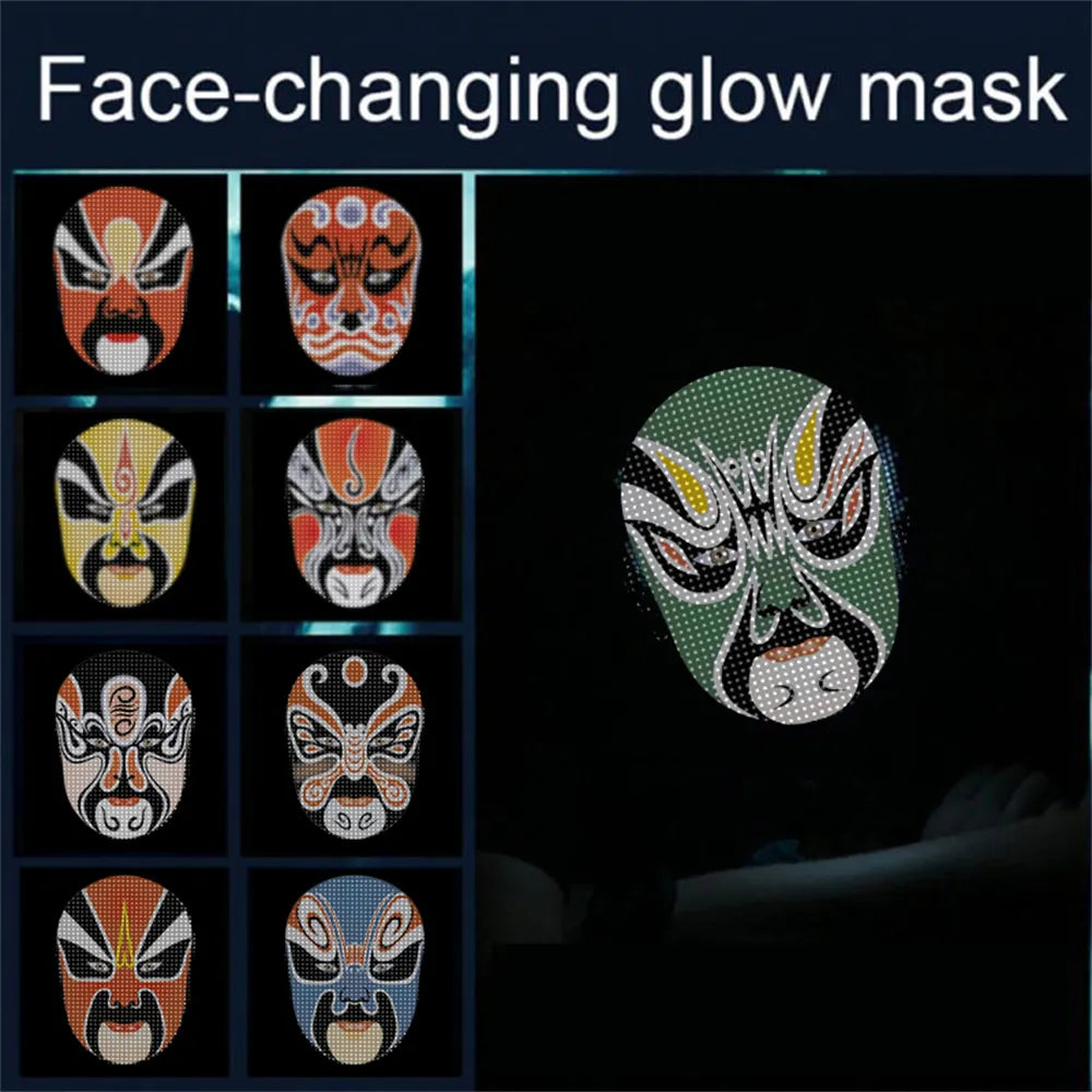 Full LED Face Mask – Animated Display for Halloween & Parties