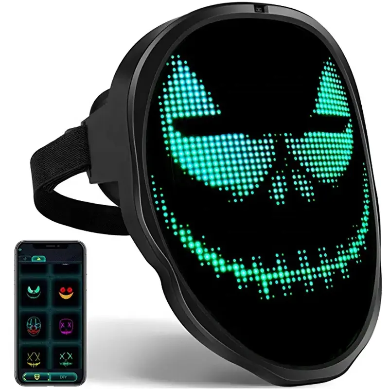 Full LED Face Mask – Animated Display for Halloween & Parties