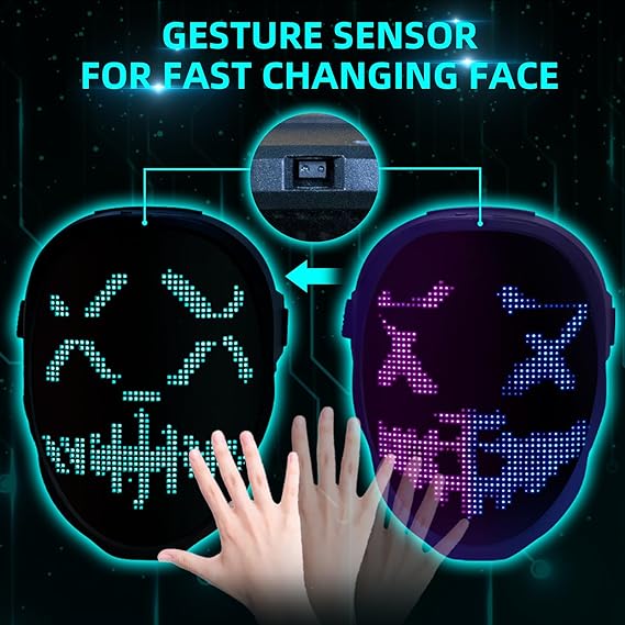 Full LED Face Mask – Animated Display for Halloween & Parties