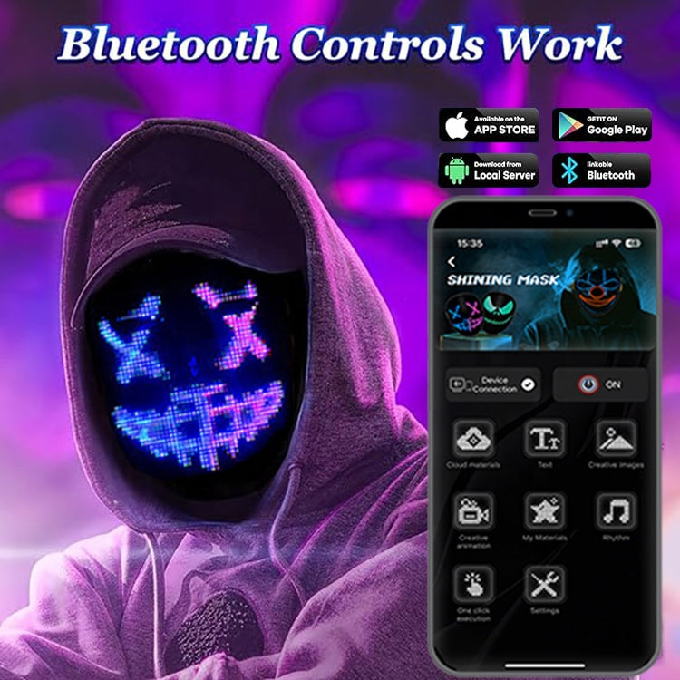 Full LED Face Mask – Animated Display for Halloween & Parties