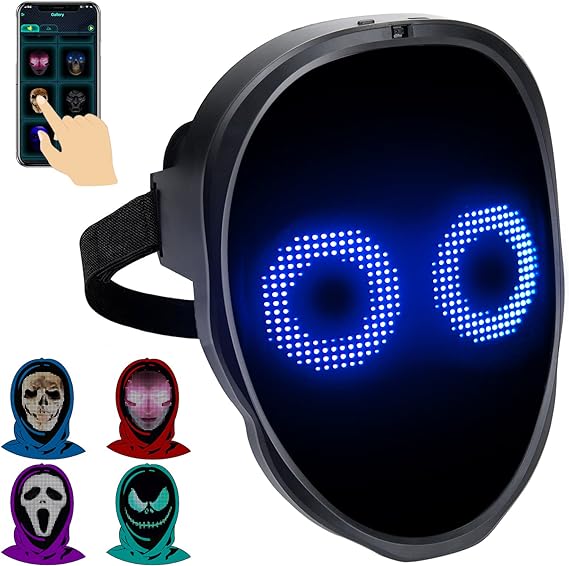 Full LED Face Mask – Animated Display for Halloween & Parties