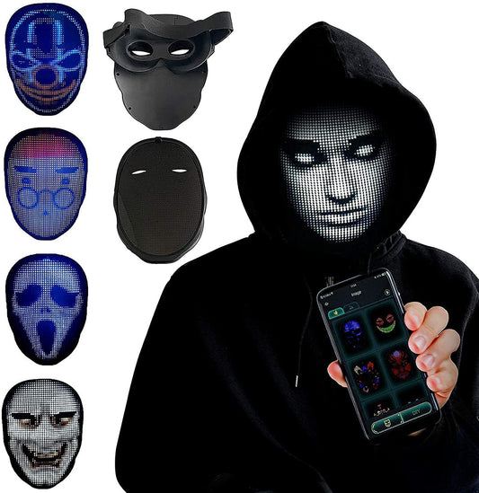 Full LED Face Mask – Animated Display for Halloween & Parties